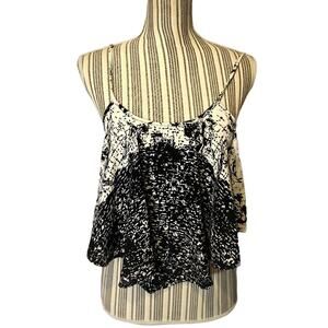 My Story Black White Mixed Print Sleeveless Crop Tank Top Women’s Medium